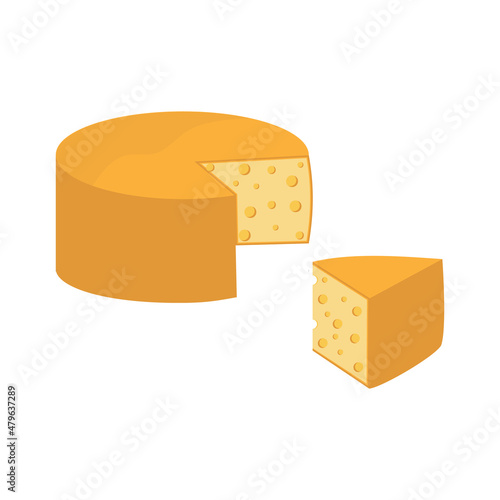Set of cheese wheels and slices isolated on a white background. Сheese flat icon