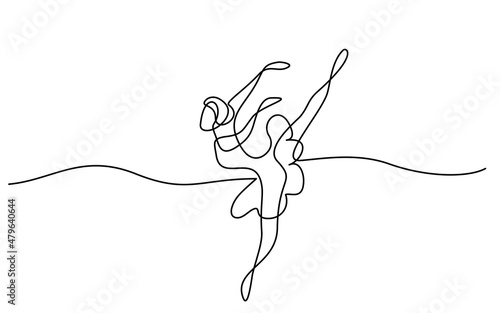 Ballet dancer. Continuous one line art drawing style.