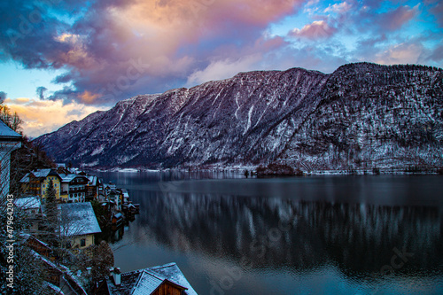 Evening winter Hallstatt. Alps. Austria.