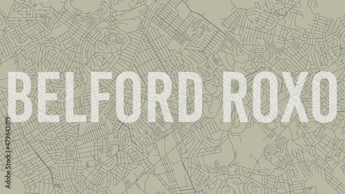 Belford Roxo map city poster  horizontal background vector map with opacity title. Municipality area street map. Widescreen skyline panorama.