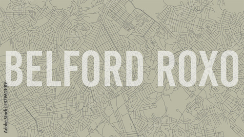 Belford Roxo map city poster, horizontal background vector map with opacity title. Municipality area street map. Widescreen skyline panorama.