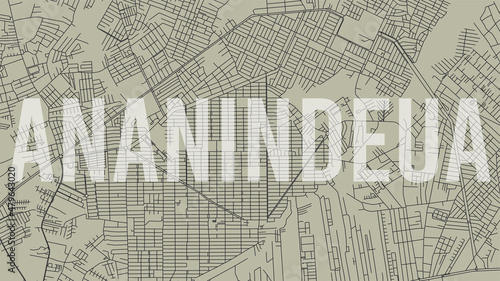Ananindeua map city poster, horizontal background vector map with opacity title. Municipality area street map. Widescreen skyline panorama. photo