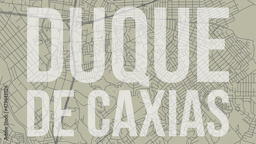 Duque de Caxias map city poster, horizontal background vector map with opacity title. Municipality area street map. Widescreen skyline panorama.
