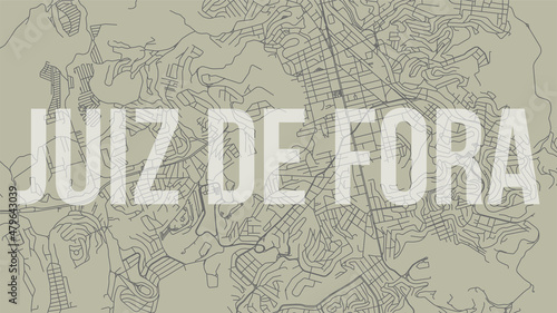 Juiz de Fora map city poster, horizontal background vector map with opacity title. Municipality area street map. Widescreen skyline panorama. photo