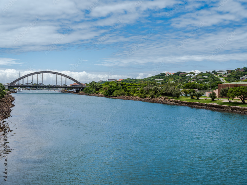 Kowie River east bank and the arch-bridge of Port Alfred Eastern Cape South Africa Kowie River east bank and the arch-bridge of Port Alfred Eastern Cape South Africa