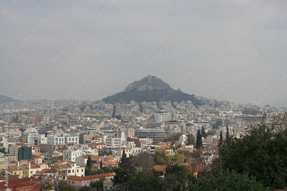 Blick auf den Lycabettus Hügel in Athen