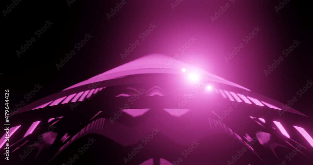 Render with surface in perspective with bright pink highlights, soft focus