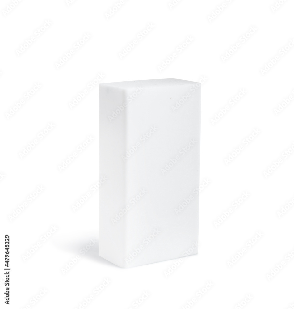 New eraser isolated on white. School stationery New eraser isolated on white. School stationery