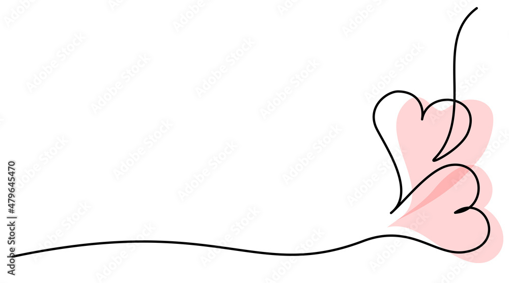 Two Hearts Continuous One Line Drawing. Valentines day concept. Two Hearts Continuous One Line Drawing. Valentines day concept.