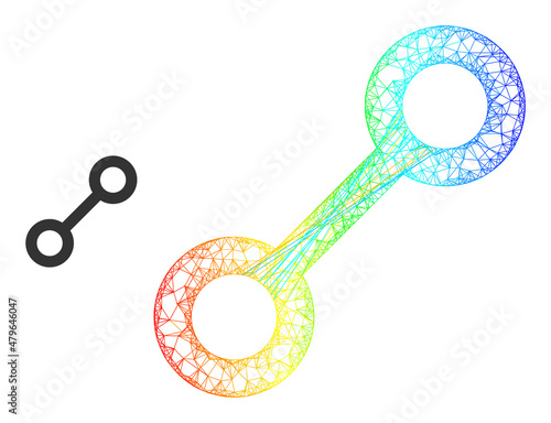 Crossing mesh link carcass icon with rainbow gradient. Bright carcass network link icon. Flat frame created from link icon and crossed lines.
