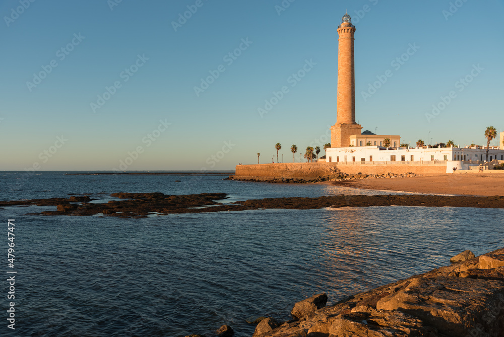 Fototapeta premium Chipiona lighthouse at sunset, Cadiz, Andalusia, Spain