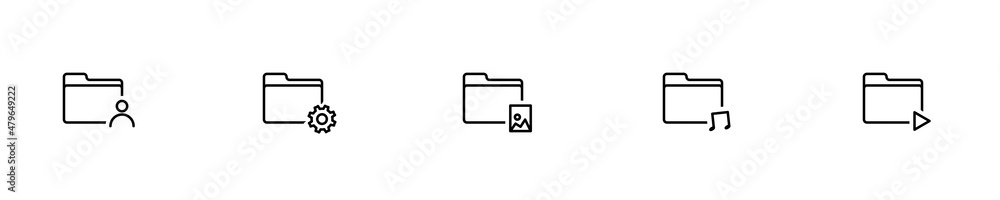 Conjunto de iconos de carpetas de archivos. Concepto de almacenaje Conjunto de iconos de carpetas de archivos. Concepto de almacenaje