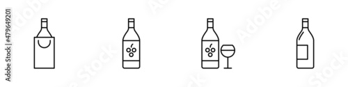 Fotografia Conjunto de iconos de botella de vino y copa