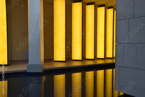 France- Contemporary Reflected Interior Yellow Lighted Space