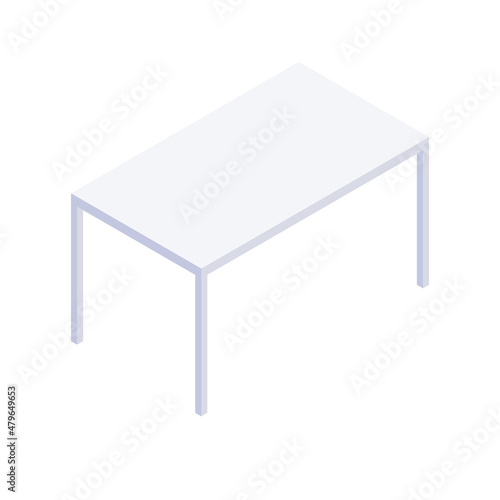 Vector isometric illustration of a writing or computer desk in a modern style