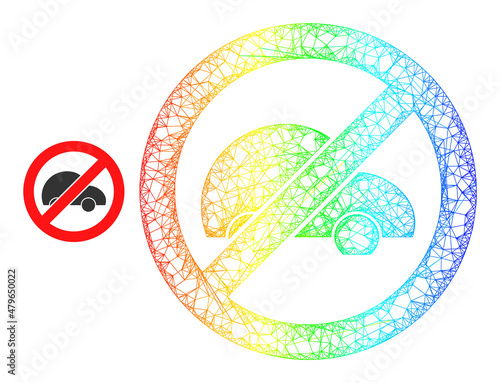Mesh net stop private car frame icon with rainbow gradient. Colorful frame mesh stop private car icon. Flat frame created from stop private car icon and crossed lines.