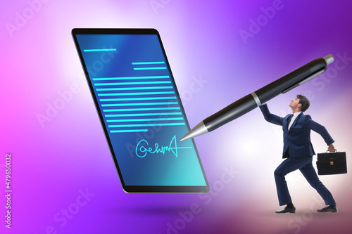 Electronic signature concept in the business photo