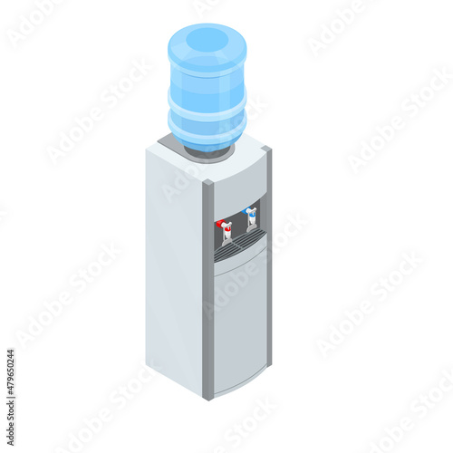 Water cooler isometric in modern style. Office equipment. Interior element