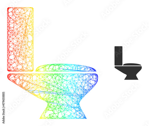 Mesh net toilet framework icon with spectrum gradient. Vibrant carcass network toilet icon. Flat carcass created from toilet icon and crossing lines.