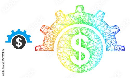 Network financial industry wireframe icon with rainbow gradient. Colored frame network financial industry icon. Flat carcass created from financial industry icon and intersected lines.