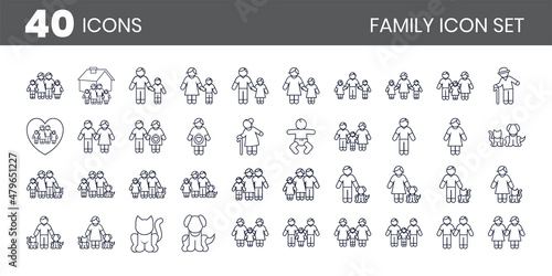 Family Related Line Icon Set