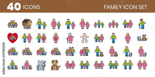 Family Related Color Icon Set
