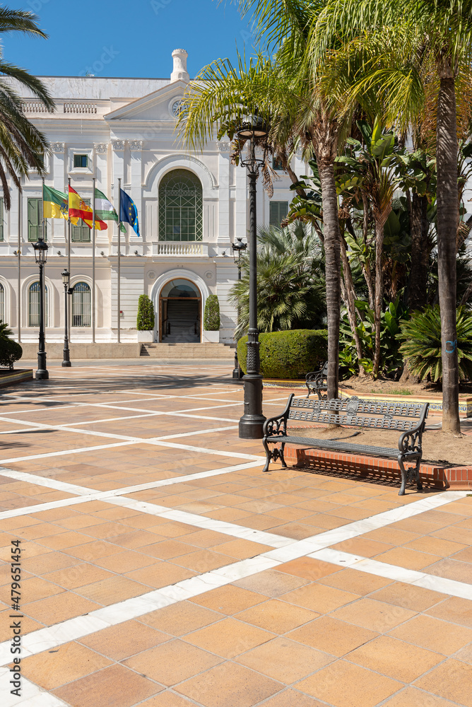Building of the town hall in Plaza Isaac Peral, El Puerto de Santa Maria, Cadiz, Andalusia, Spain