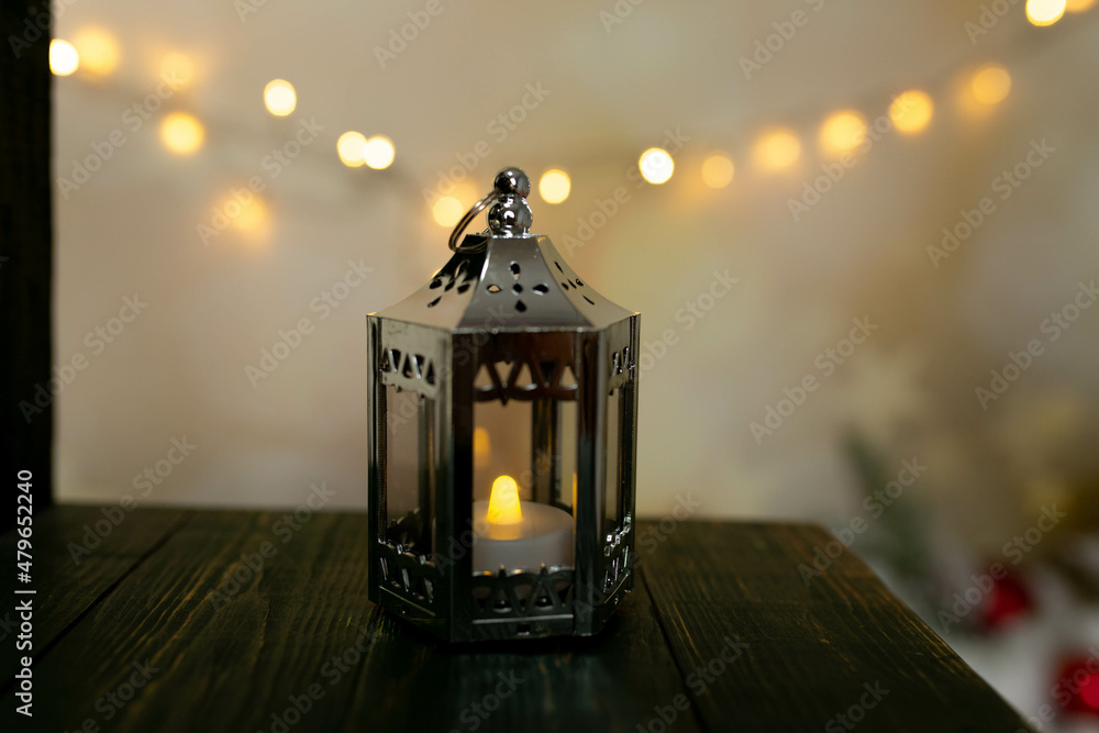 christmas decor lantern with light bulb