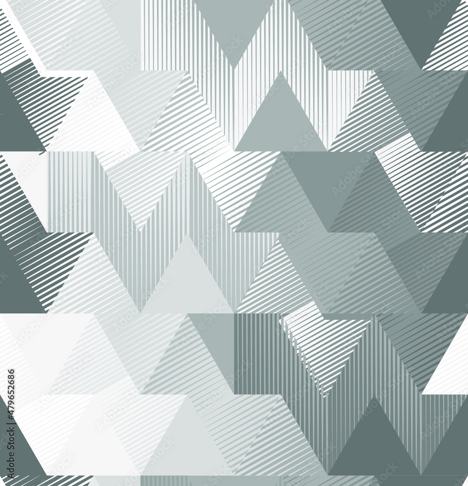 Abstract seamless polygonal pattern. Geometrical repeat print. Lines geometric ornament. Monochrome repeated triangles ornament