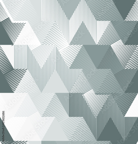 Abstract seamless polygonal pattern. Geometrical repeat print. Lines geometric ornament. Monochrome repeated triangles ornament