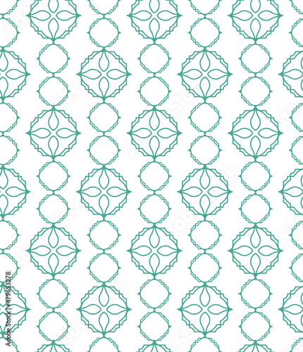 Abstract seamless Arabian cell pattern. Monochrome twisting line ornament.