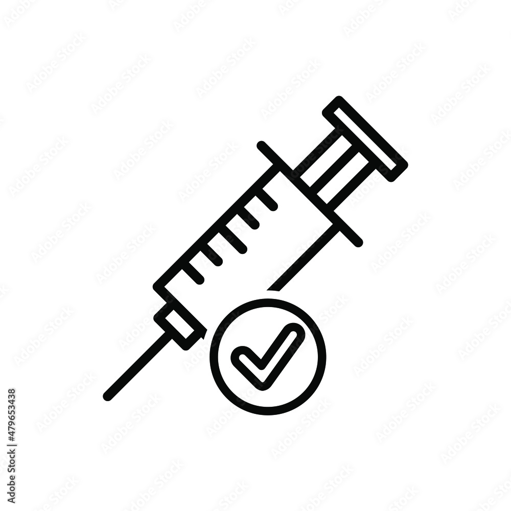 syringe injection with checkmark symbol icon vector syringe injection with checkmark symbol icon vector