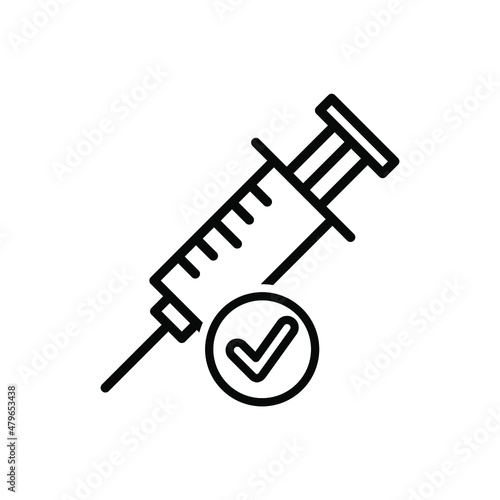 syringe injection with checkmark symbol icon vector