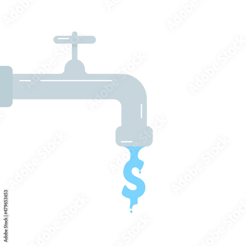dollar sign like water flowing out faucet tap