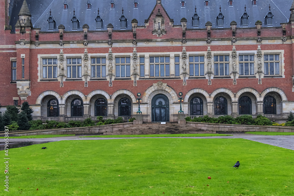 Peace Palace in The Hague is home to a number of international judicial institutions, including International Court of Justice (ICJ), Permanent Court of Arbitration (PCA). The Hague, The Netherlands.