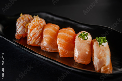 Salmon onigiri varieties.