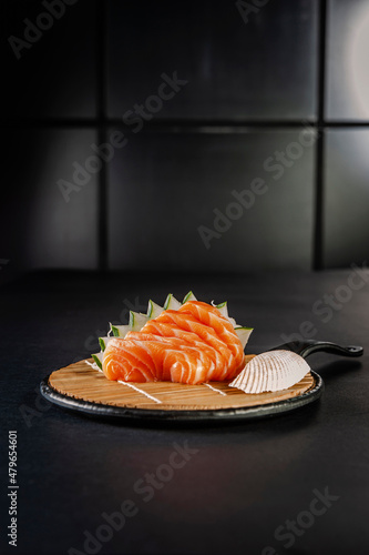 Salmon sashimi.