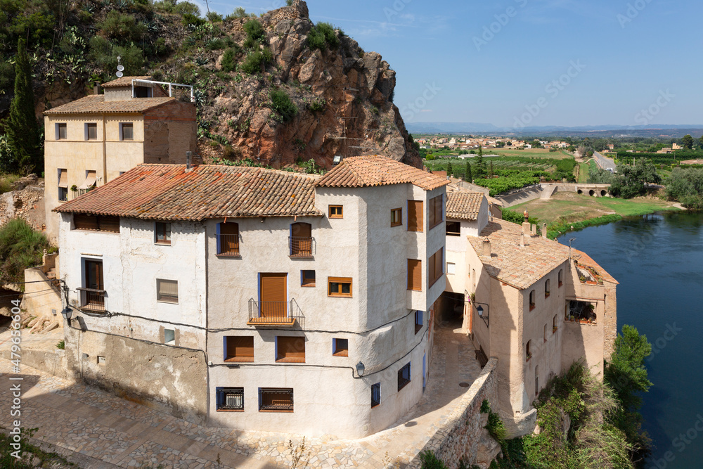 View of the old town of Miravet in the province of Tarragona. Catalonia, Spain. Rural tourism.
