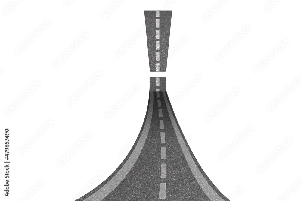 Fototapeta premium Exclamation mark concept with road