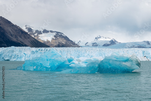 Iceberg, mountains and glacier front view in South America Argentina Santa Cruz from a catamaran
