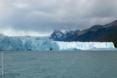 Glacier view with sunlight and shadows in South America Argentina Santa Cruz from a catamaran