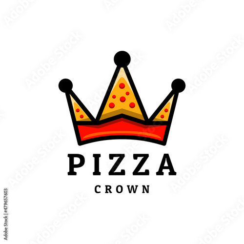 Pizza and crown combinations,in background white ,vector logo design editable