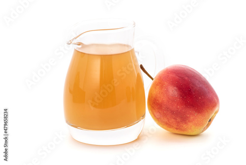 Stampa su tela Apple fruits and apple cider vinegar isolated on white background
