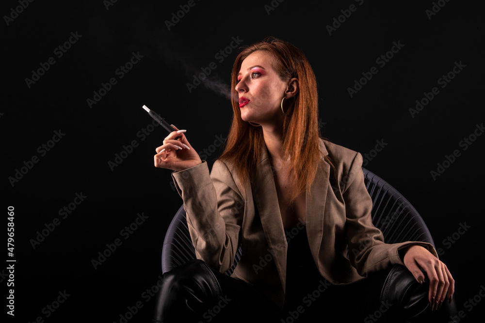 Obraz premium person smoking cigar