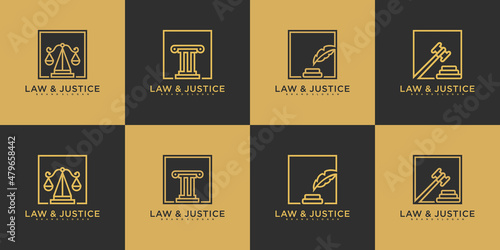 Set of law and justice logo design collection with creative line art style Premium vektor