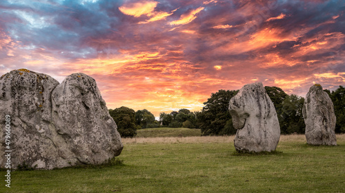 Canvas Print Avebury stone circle at sunrise