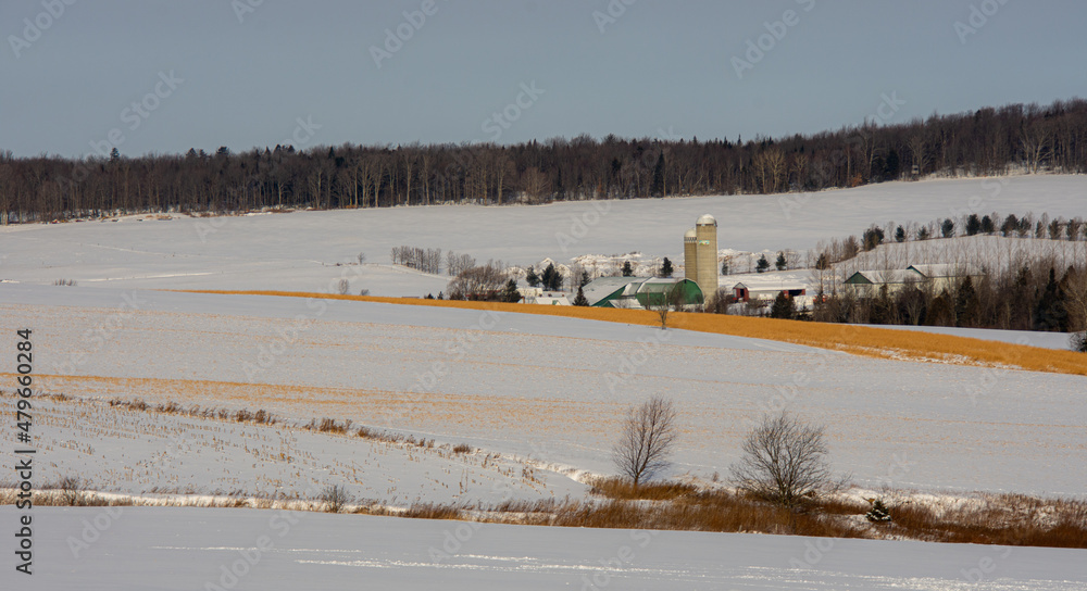 A winter countryside landscape in the province of Quebec, Canada A winter countryside landscape in the province of Quebec, Canada