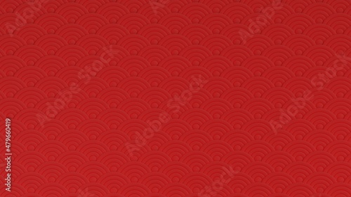 Gong xi fa cai happy Chinese New Year event with red Asian water curve wave background 3D rendering illustration 