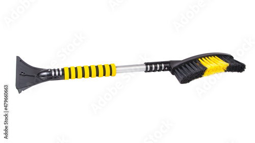 Winter car brush for removing snow plastic scrapper isolated on the white