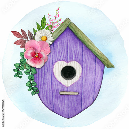 birdhouse with flowers
